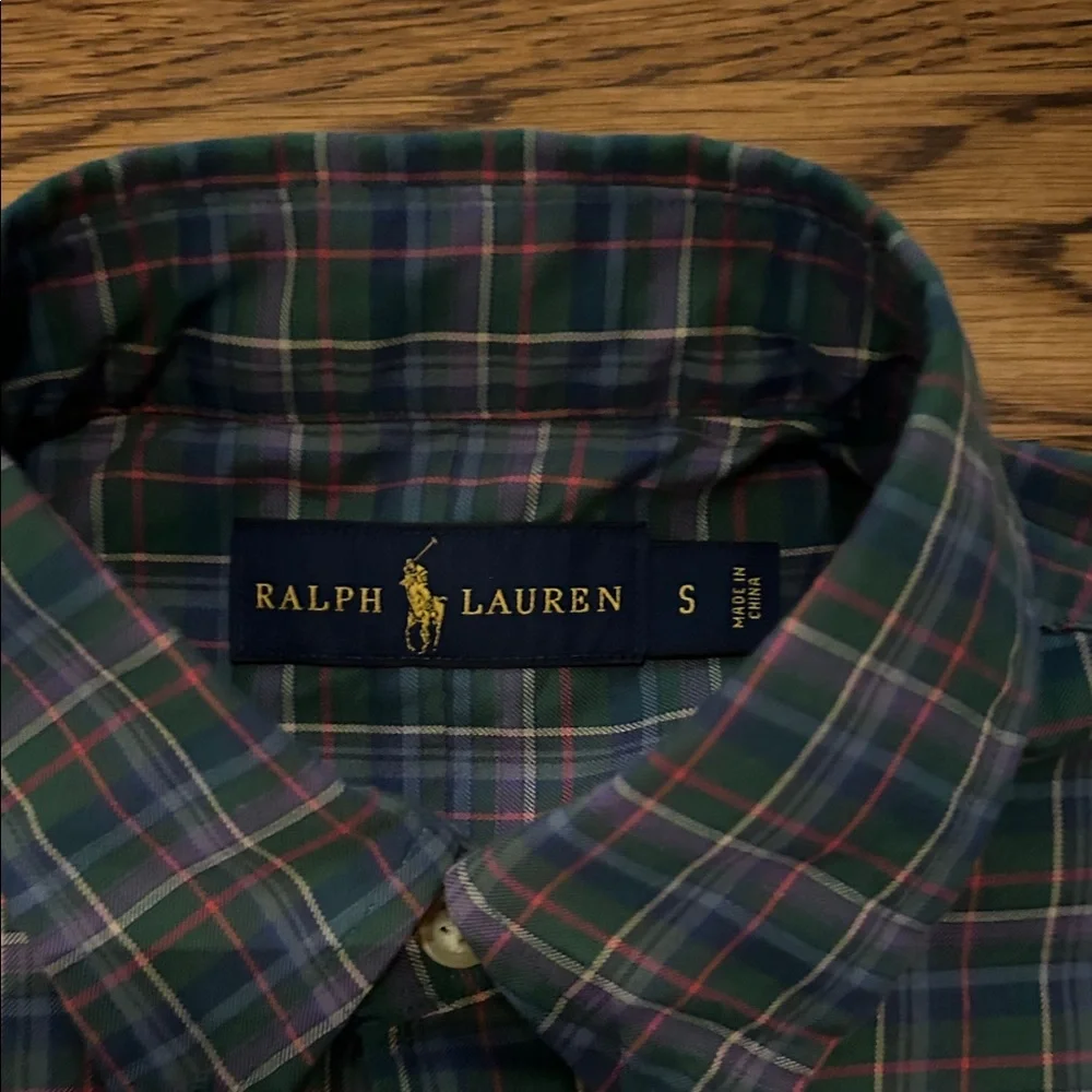 Polo Ralph Lauren Navy and Green Plaid Shirt